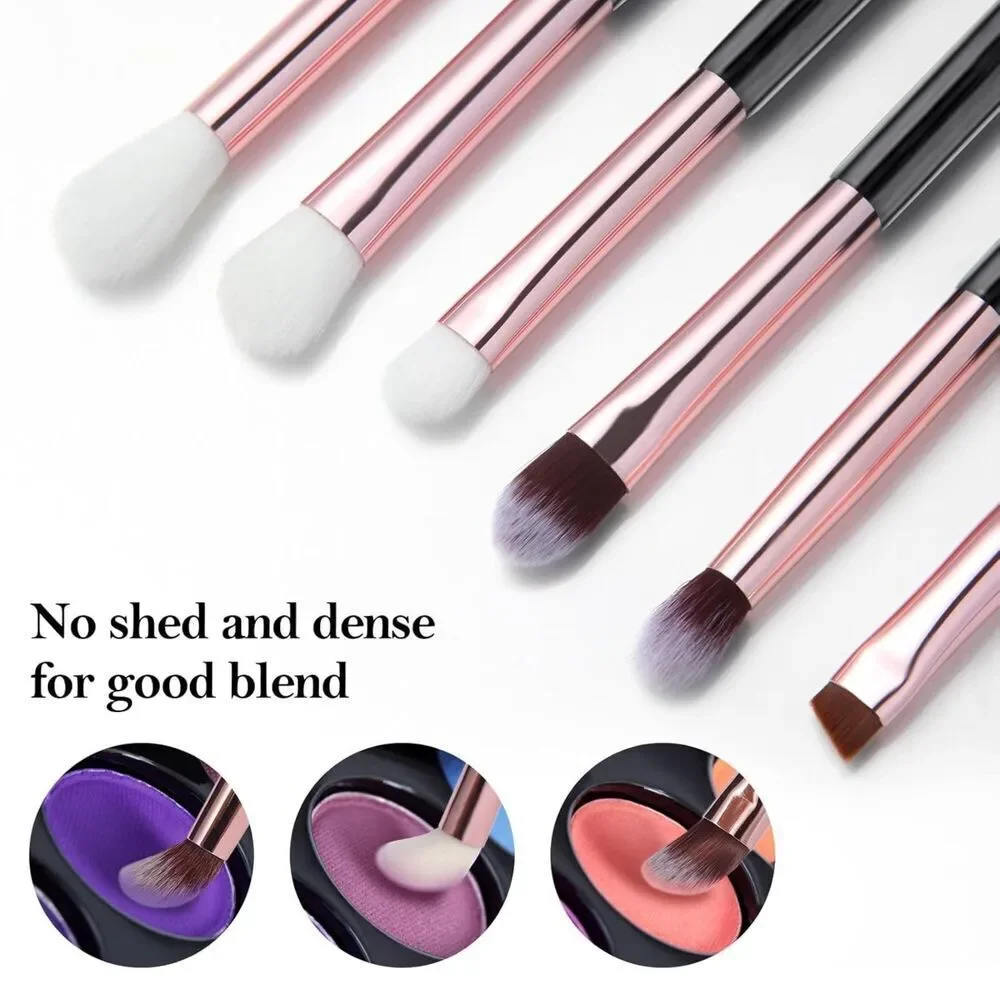 6 Pcs gold Professional Blending Soft Hairs Eye Makeup Brush Set & Wood Handle